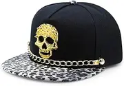 [HAMKVBPR] Baseball Cap Unisex Skeleton Nail Hip Hop Baseball Hat Street Dance Flat Edge Hat Outdoor Sports Hat