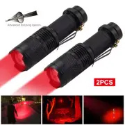2pcs Mini Red LED Flashlight Astronomy Light Zoom Portable AA Torch Hunting Lamp