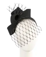 Black racing fascinator headband with face veil by Max Alexander 100% AU Seller