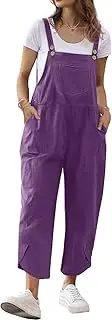 [YESNO] Women Cotton Overalls Casual Loose Adjustable Straps Bib Pants Tulip Hem Baggy Jumpsuits with Pockets PZJ