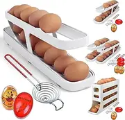 12 Egg Holder For Fridge, Set, with Egg Timer & Egg White Separator | Space Saving Egg Container for Refrigerator (1 Count)