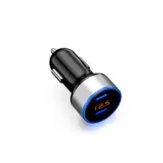 Car Charger Quick Charge Cigarette Lighter Adapter LED Digital Voltmeter W/2 USB (for: Fiat)