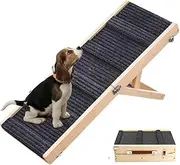 Dog Ramp for Bed, Folding Wooden Pet Ramp, Portable Dog Climbing Ladder,32.6" Long and Adjustable from 10" to 19" Dog Step for Bed, Couch,Car