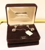 VINTAGE PIERRE CARDIN BAR BELL CUFF LINKS STERLING SILVER NEW IN ORIGINAL BOX