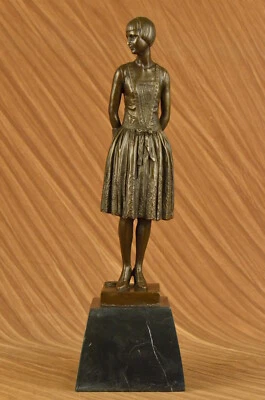 Victorian Female Lady Friend Gift Bronze Sculpture Marble Base Statue Figure