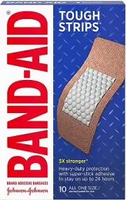 Band-Aid Tough Strips Protection for Minor Cuts and Scrapes, Extra Large, 10 ct