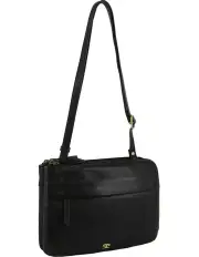 [PIERRE CARDIN] Leather Ladies Crossbody Bag in Black