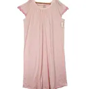 VTG Pink Kmart Midi Nightgown Crochet Trim Womens Sz XL Pink Floral Cotton Blend