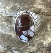 Mens Wild Horse Turquoise Southwestern Sterling Silver Ring Size 10.5 17794