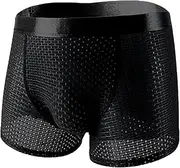 [BUNIQ] Ice Silk Men's Underwear - Breathable Padded Mens Boxer Briefs,Mens Underwear, Sexy Boxers for Men, Elastic Silk Boxers for Men Black