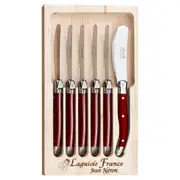 Laguiole Jean Neron 6pc. Butter/Pate Knife Set - Red