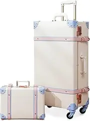 [urecity] Vintage Suitcase Set for Women, Vintage Luggage Sets for Women 2 Piece, Cute Designer Trunk Luggage, Retro Suit Case