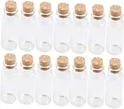 LIFKICH 20pcs Mini Glass Wish Bottles with Cork Transparent Storage Jars for Tea Snacks DIY Crafting Party Favors Buckle for Home Office Shop