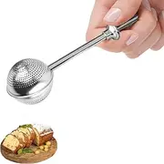 Stainless Steel Flour Sifter for Baking - One Handed Operation Baking Tools with Dusting Wand, Heavy Duty Sieve for Cakes, Cookies, Breads & Spices Sifting, Easy Storage Baking Accessories