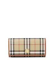 Burberry Check and Leather Continental Wallet in Archive Beige