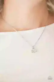 Paparazzi Necklace-Diamond Debonair- White Rhinestone Aysmetrical