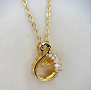 Fifth Ave Gold Rhinestone Swan Pendant Necklace