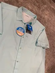 Columbia PFG Omni Shade Fishing Shirt Mens XL Light Teal Caped Vented Sun Pro