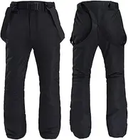 QIULAO Adult Ski Trousers, Men's and Women's Suspenders, Snow Pants, Waterproof and Windproof Veneer Ski Pants, Warm and Breathable Winter Sportswear (Color : Negro, Size : 3XL)