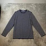 J.MCLAUGHLIN Weston Ryan Knit Top Navy Off White Nautical Pima Cotton Medium New