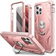 [Dexnor] Case Compatible with iPhone 12 & 12 Pro [6.1 inch] 360 Full Body Heavy Duty Military Grade Shockproof Hard Back Cover Built-in Screen Protector and Kickstand for iPhone 12/12 Pro - Pink