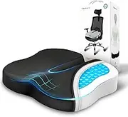 TRAVEL EASE Gel Memory Foam Seat Cushion, Butterfly-Shape Seat Cushion for Long Hours Sitting Comfort, Butt Support Pillow for Office Chair, Car Seat, Dining Chair (Ink Black)