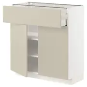 METOD / MAXIMERA base cabinet with drawer/2 doors, white/Havstorp beige, 80x37x80 cm