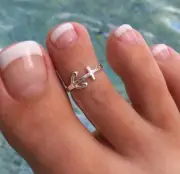 Sterling Silver Toe Ring 925 Nautical Anchor Adjustable, Toe Jewelry, US Seller