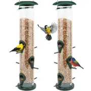 2 Pack Wild Bird Feeder Hanging Seed Feeders Outdoors Classic Tube 6 Feeding