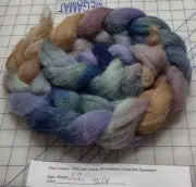 Handpainted Galway Irish Wool Combed Top Roving Spinning Felting Rare Tella
