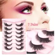 7Pair Lashes Manga Lashes 3D Clear Band Faux Mink Lashes Natural Cat Eye Lashes
