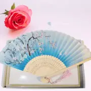 Mysterious Eastern Culture Silk Bamboo Folding Fan Hand held Dance Decoration