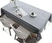 Cotton Linen Embroidery Tassel Tablecloth Plaid Rectangle Table Cover for Kitchen Dining Room Party Home Tabletop Decoration (Color : B, Size : 55 x 86 Inch)