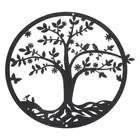Metal Tree Wall Decor Tree of Life Wall Sculpture Decoration Style 6, Black
