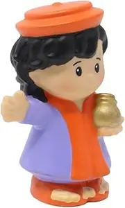 Little People Replacement Part for Collectible Fisher-Price Christmas Nativity Playset J2404 - Replacement Wiseman Figure Dressed in Orange and Purple and Carrying a Gift