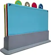 Cutting Board Set with Storage Stand,4 Colour Plastic Cutting Board Set with Food Icon,Suitable for Different Foods