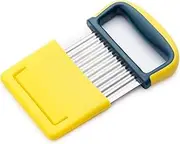 Crinkle Cutter Knife, Potatoes Crinkle Fry Cut and Vegetable Grape Cutter, Stainless Steel Carrot Slicer, Steel Wavy Slicer Crinkle-Cutting Chopping Tools with Handle (Color:Yellow)