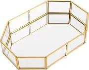 Healeved Elegant Glass Jewelry Tray for Vanity Decorative Display Plate Accent Jewelry Holder Multi Purpose Earring and Ring Organizer for Home