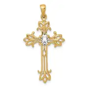14k 5x3mm Oval Cubic Zirconia cross Pendant