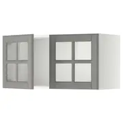 METOD wall cabinet with 2 glass doors, white/Bodbyn grey, 80x37x40 cm