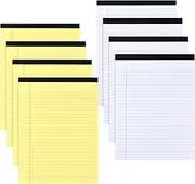 Coloured Legal Pads A4, Writing Note Pads, College Ruled Legal Pad, Lined Paper Wide Ruled 29,5 x 21,4 cm, Pad Notebook 50 Sheets for School, College, Office, Business (8 Pack, Yellow + White)