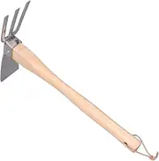Fdit Fdit Stainless Steel Garden Hoe Rake Hand Tool, Simple Practical Fine Workmanship Beech Handle Small Hoe Gardening Tool for Weeding, Digging, Seeding