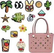 [Eleveoro] 14 Pcs Charms for Bogg Bag, Summer for Bogg Bag Accessories, Women Rubber Beach Bag Decoration Charm, Polyvinyl Chloride, pvc