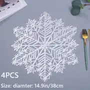 4PCS PVC Snowflake Hollow Placemats Table Mat Plate Mug Cup Coaster Pad Cup Mat