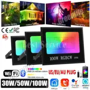 30-100W WIFI Smart LED Flood Light RGB Outdoor Spotlight Wall Street Lamp 220V