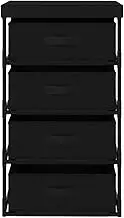 Steel Storage Rack with 4 Fabric Baskets | Durable Black Organizer for Home, Office & Closet | 100% Polyester Baskets | Space-Saving Solution for Small Spaces