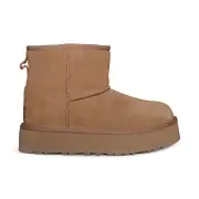 UGG CLASSIC MINI PLATFORM CHESTNUT SUEDE BOOTS SIZE US YOUTH 5 FIT'S WOMENS 7