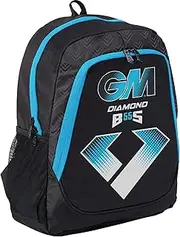 [Gunn & Moore] GM Cricket School Bag | Diamond Backpack | BS55 Range Endorsed by Ben Stokes | Padded Shoulder Straps | Volume - 25 litres | Tough 600 Denier Polyester | Black & Blue