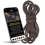 Leather Boot Laces Logger Style Heavy Duty Work Dark Brown Easy Sizing Just C...