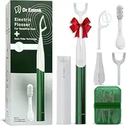 Dr. Emma Electric Vibration Flosser for Sensitive Gum, Power Flosser for Adults, Gentle Gum Stimulator & Teeth Cleaner, Reusable Tape Dental Floss with Toothbrush, Water Flosser Alternative, Green